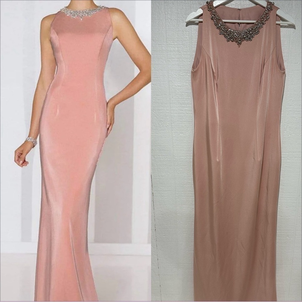 Cameron Blake embellished long formal gown light pink size 12